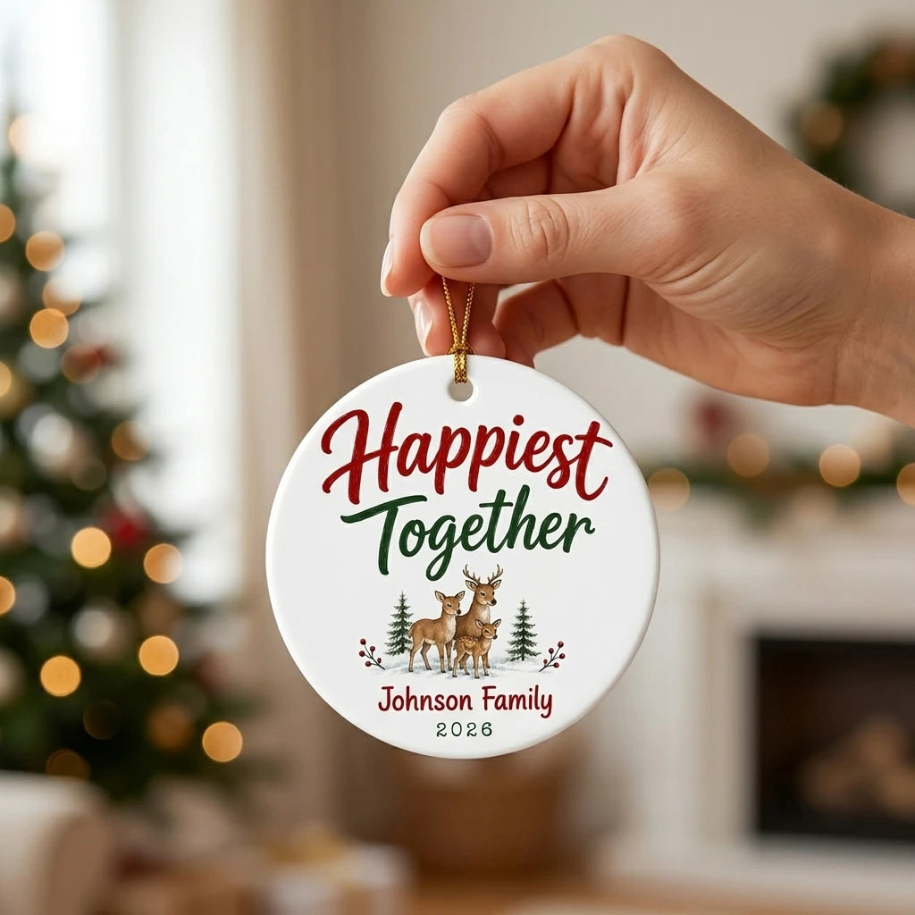 Deer Family Personalized Pet Christmas Ornament hand