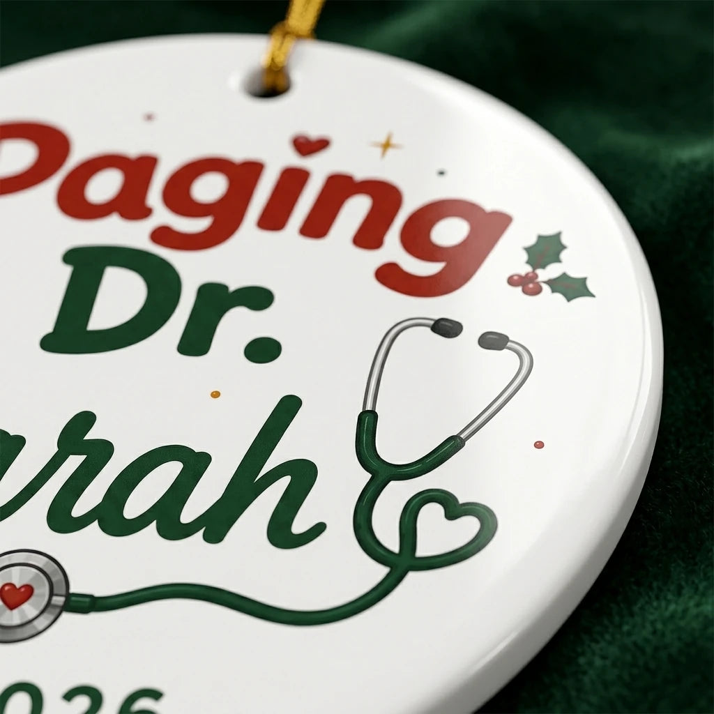 Doctor Classic Personalized Nurse Christmas Ornament detail