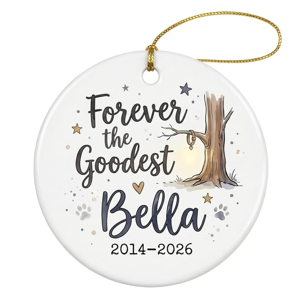 Dog at Tree Personalized Pet Memorial Christmas Ornament 2026 detail 2