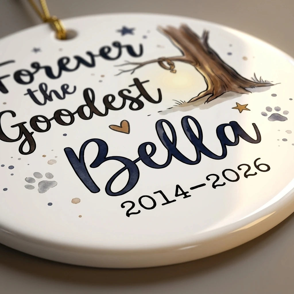Dog at Tree Personalized Pet Memorial Christmas Ornament 2026 detail 6