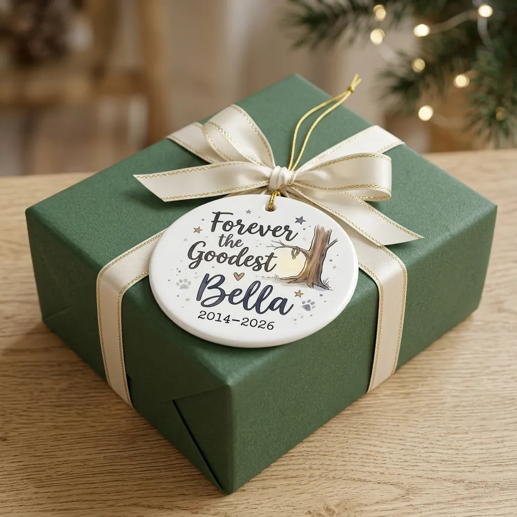 Dog at Tree Personalized Pet Memorial Christmas Ornament 2026 gift 3