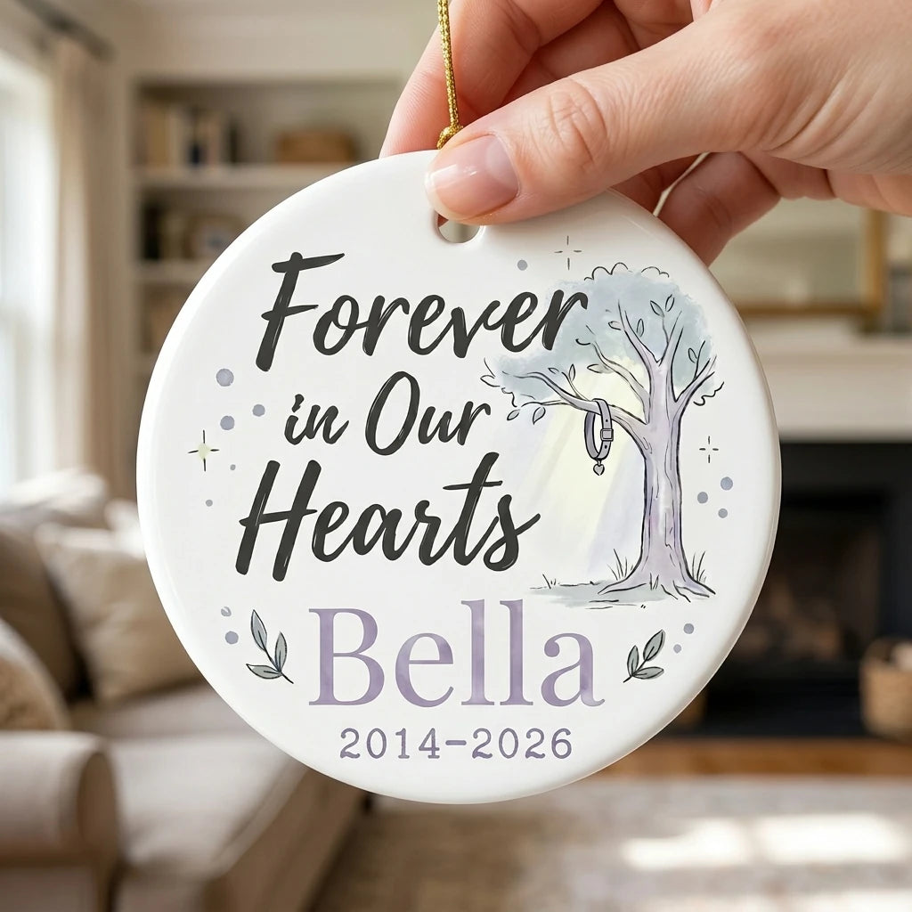 Dog at Tree Personalized Pet Memorial Christmas Ornament 2026 hand