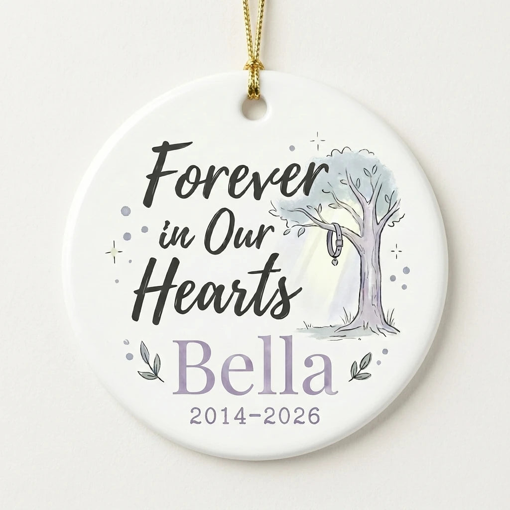 Dog at Tree Personalized Pet Memorial Christmas Ornament 2026 hero