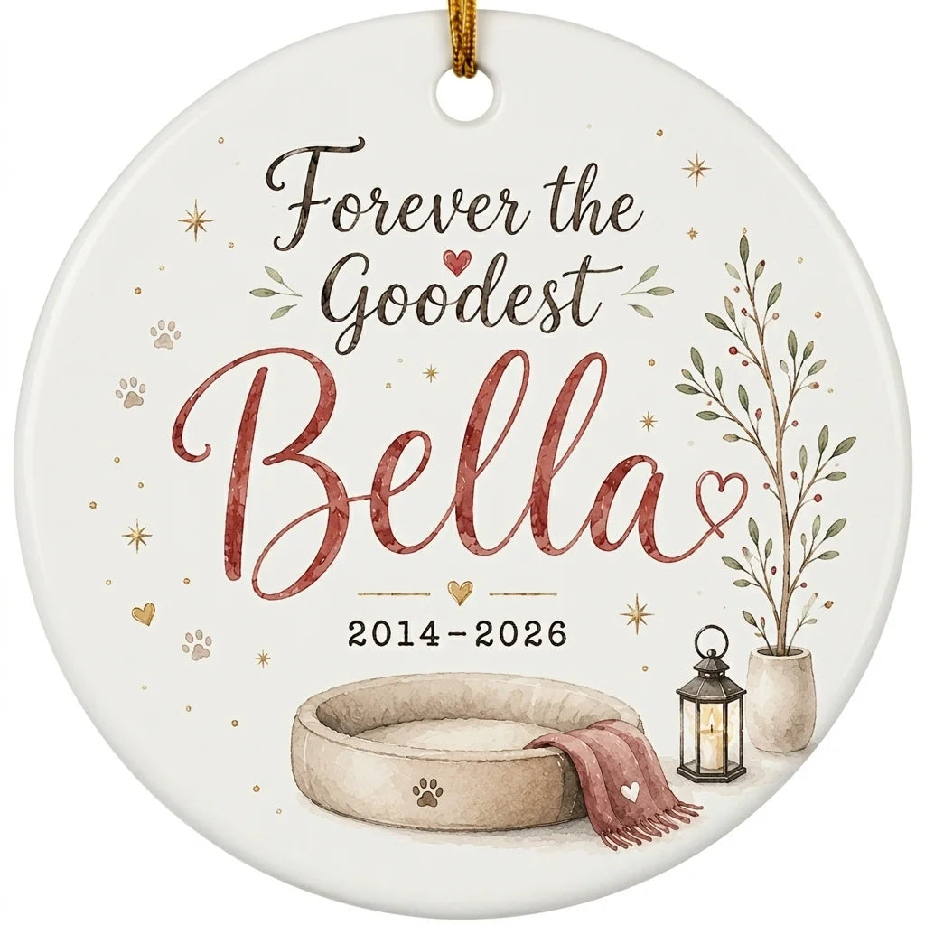 Dog at Tree Personalized Pet Memorial Christmas Ornament 2026 hero 2