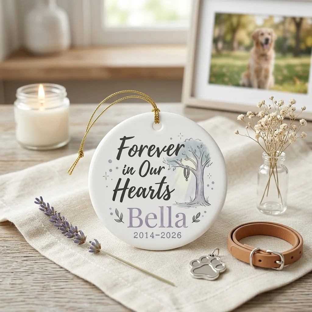 Dog at Tree Personalized Pet Memorial Christmas Ornament 2026 lifestyle