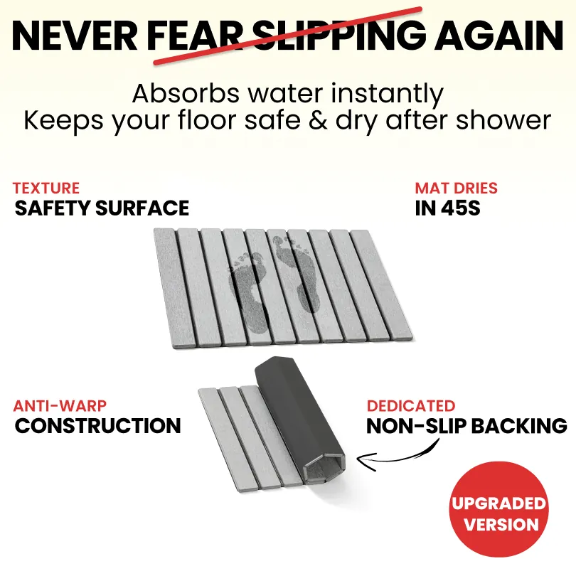 Instant Dry Stone Bath Mat - Soaks Water Fast, Anti-Mold