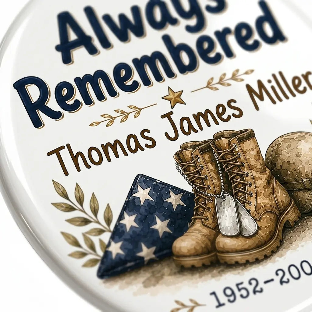 Empty Boots Personalized Memorial Christmas Ornament 2026 detail