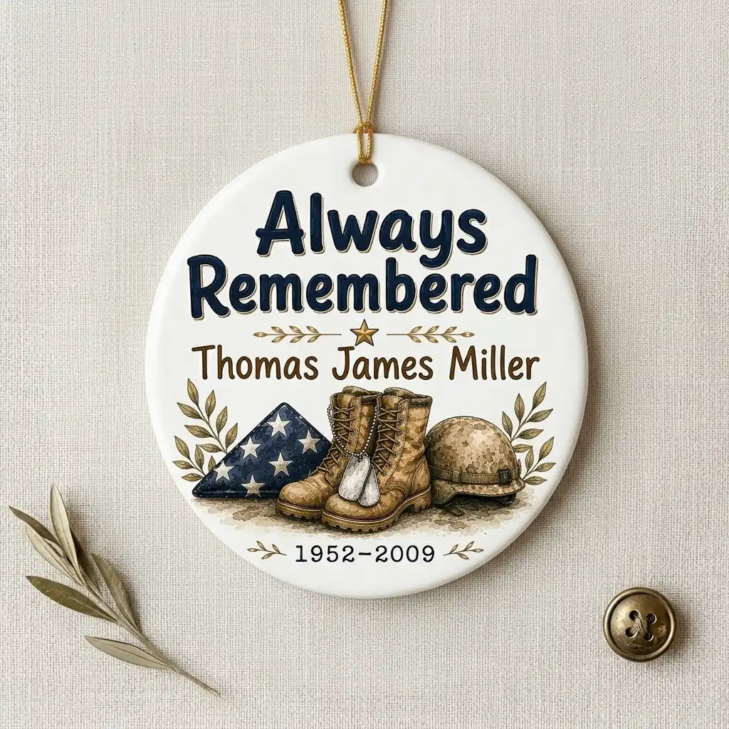 Empty Boots Personalized Memorial Christmas Ornament 2026 detail 2
