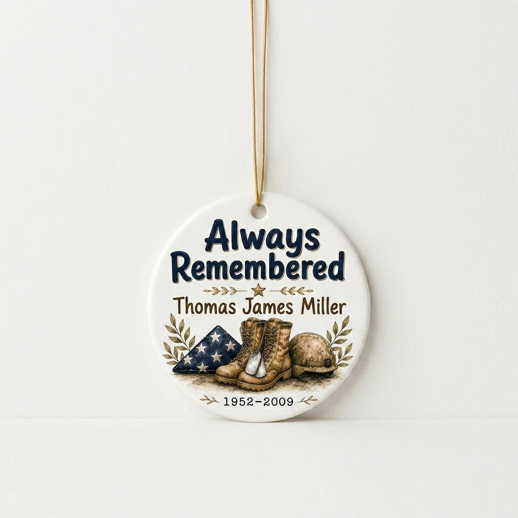 Empty Boots Personalized Memorial Christmas Ornament 2026 detail 3