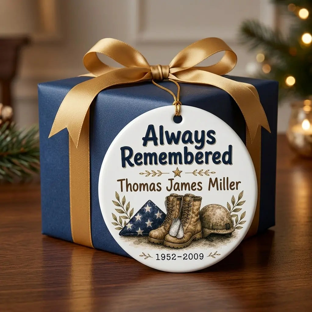 Empty Boots Personalized Memorial Christmas Ornament 2026 gift