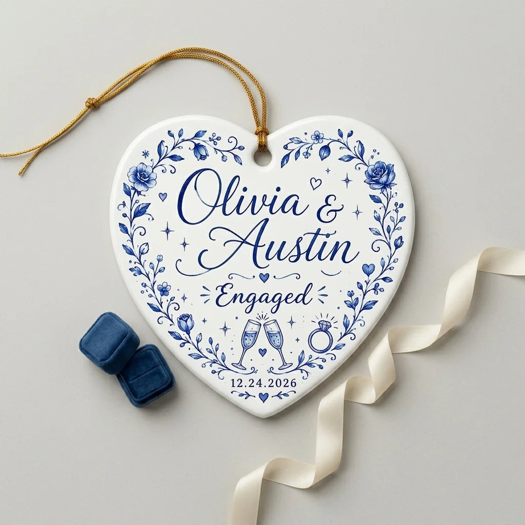 Engaged Blue Keepsake Personalized Engaged Christmas Ornament 2026 detail 2
