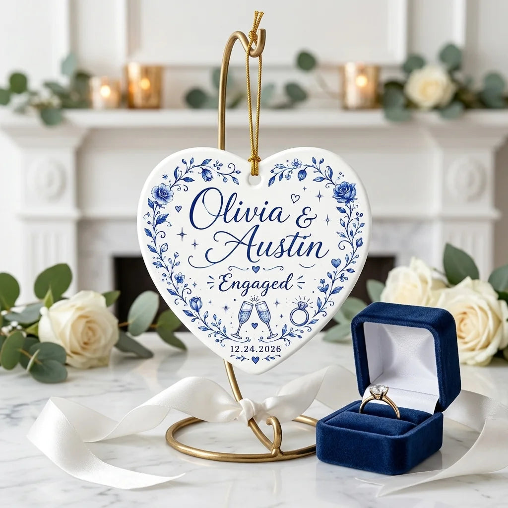 Engaged Blue Keepsake Personalized Engaged Christmas Ornament 2026 lifestyle
