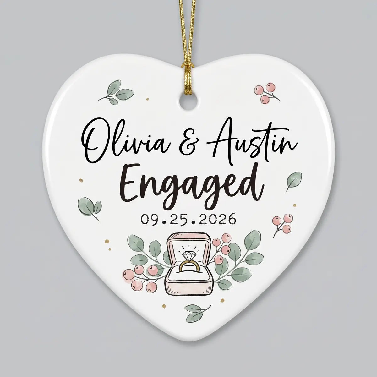 Engaged Ring Box Personalized Engaged Christmas Ornament 2026 detail