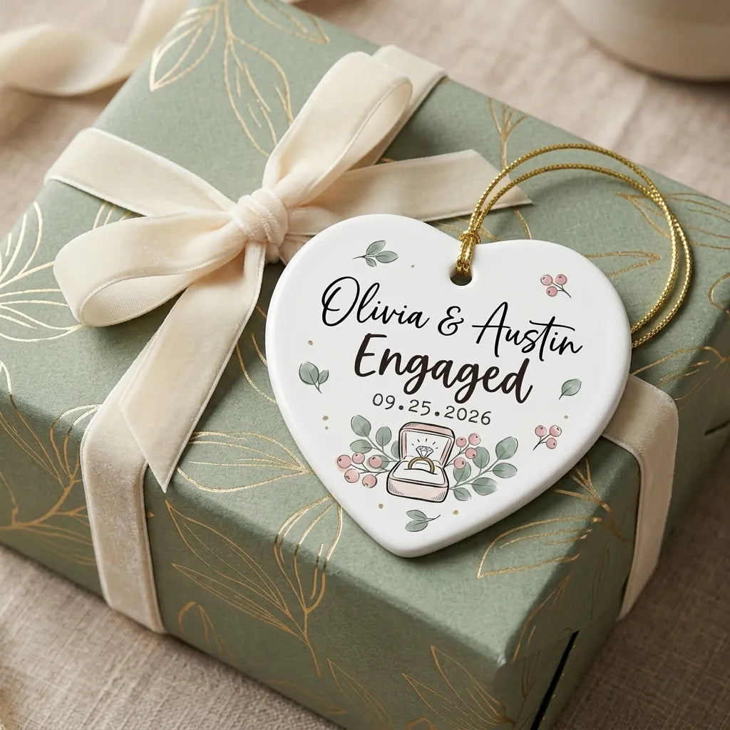 Engaged Ring Box Personalized Engaged Christmas Ornament 2026 gift