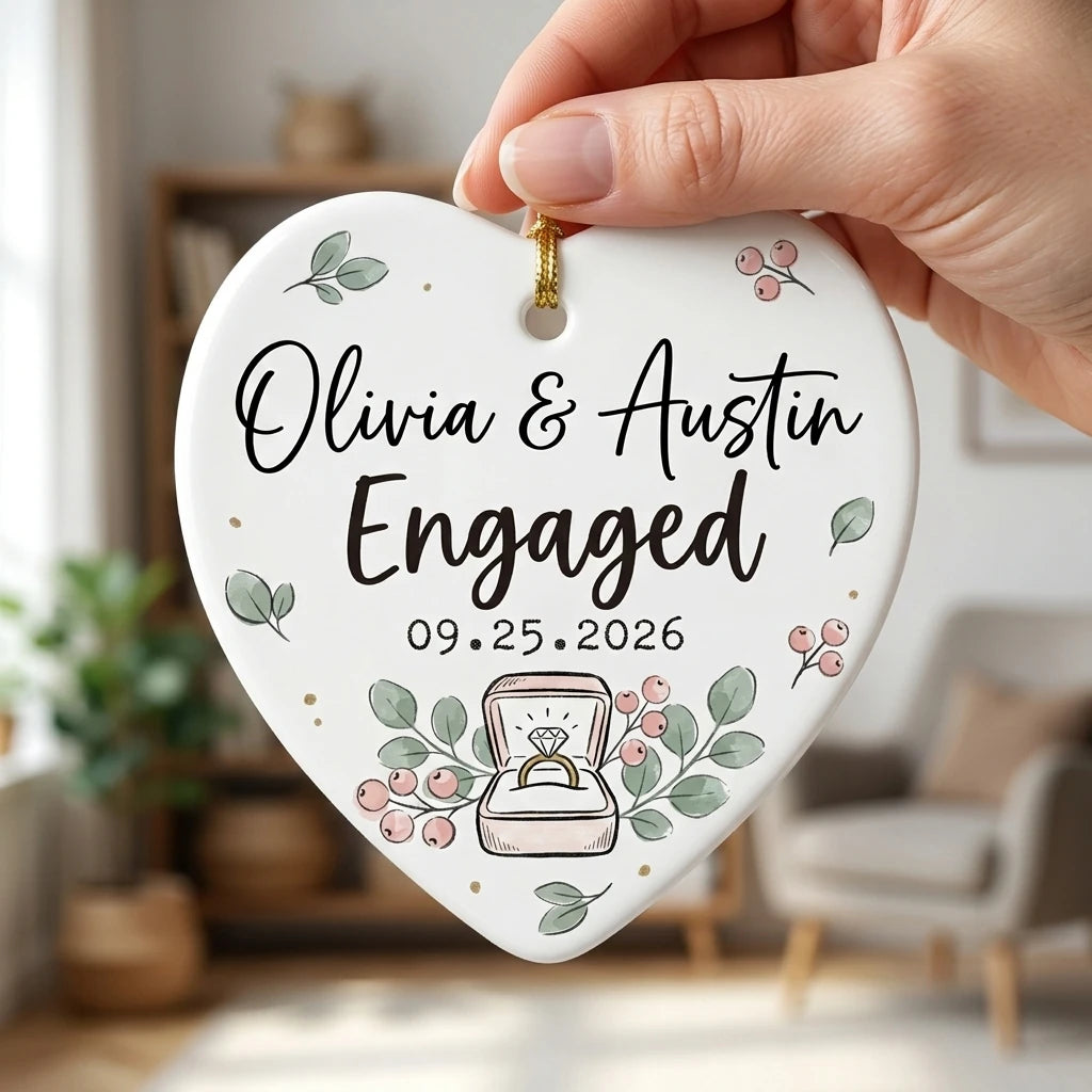 Engaged Ring Box Personalized Engaged Christmas Ornament 2026 hand