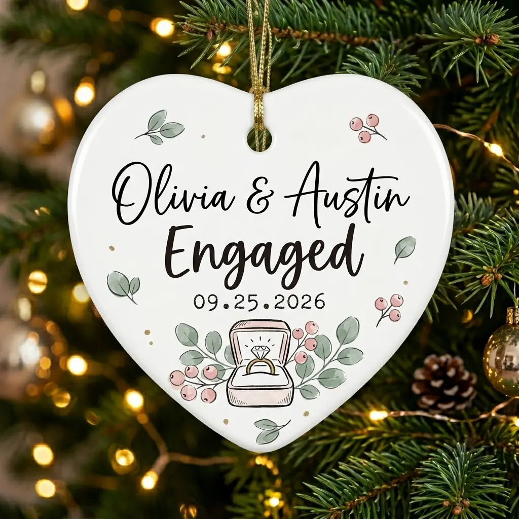 Engaged Ring Box Personalized Engaged Christmas Ornament 2026 tree