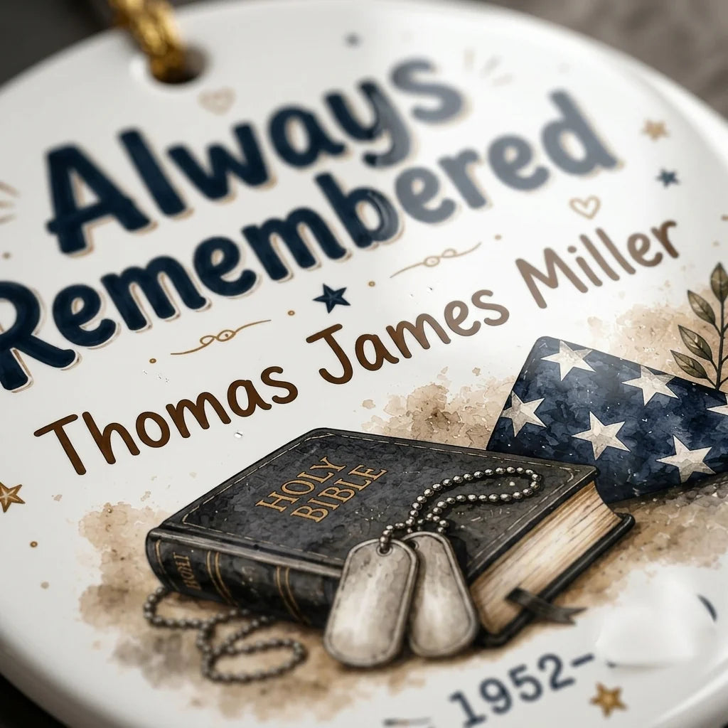 Fallen Hero Personalized Memorial Christmas Ornament 2026 detail