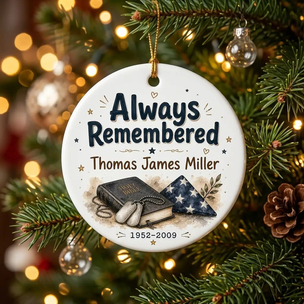 Fallen Hero Personalized Memorial Christmas Ornament 2026 tree