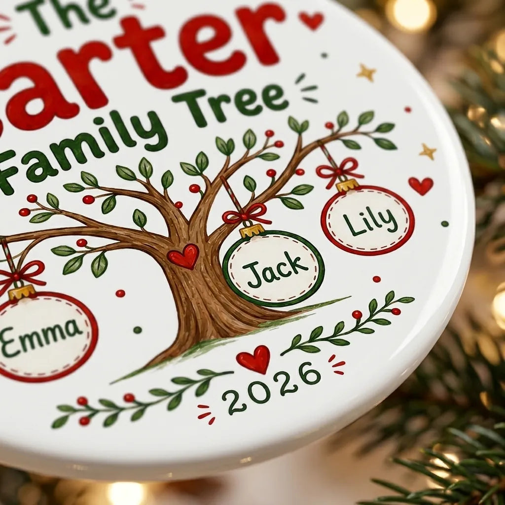 Family Tree Personalized Family Names Christmas Ornament 2026 detail