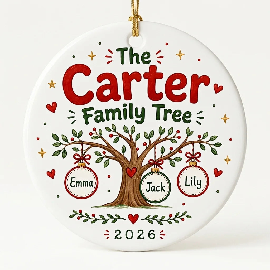Family Tree Personalized Family Names Christmas Ornament 2026 hero