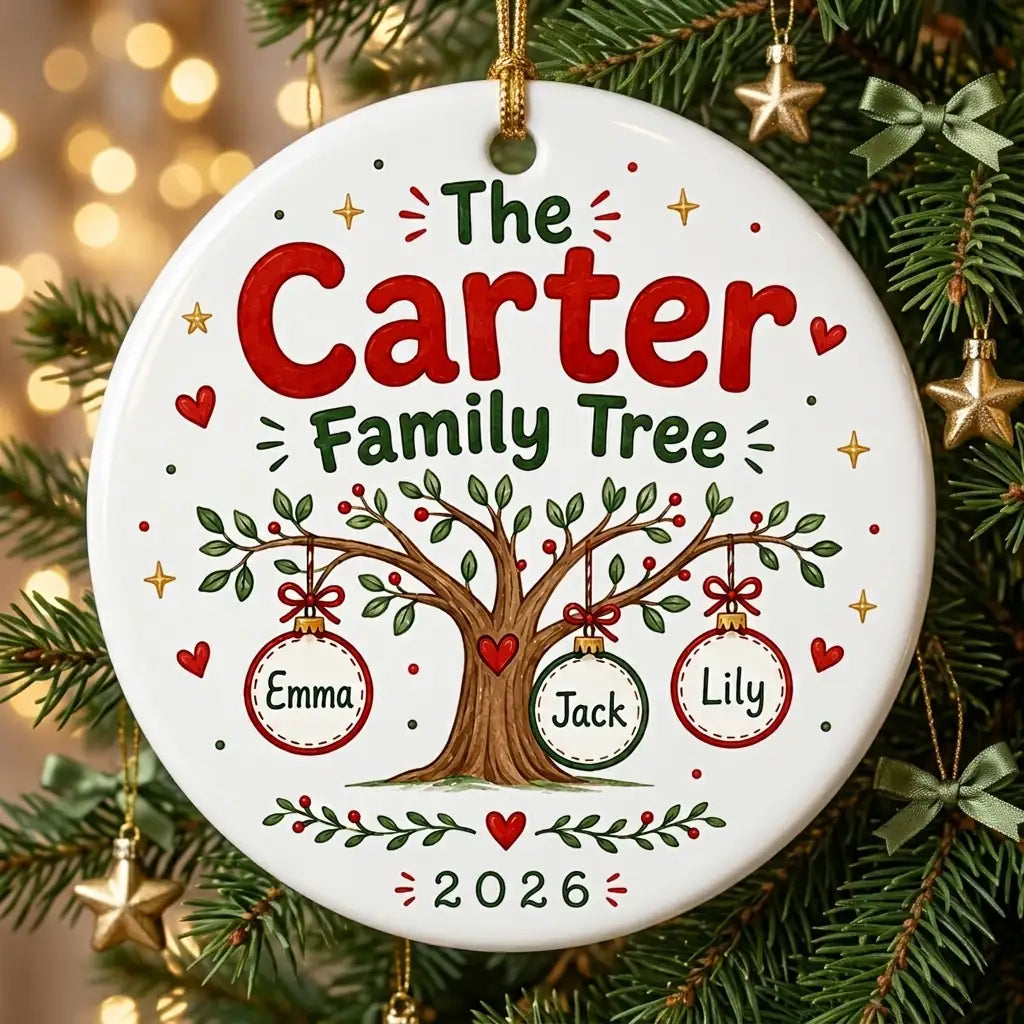 Family Tree Personalized Family Names Christmas Ornament 2026 tree