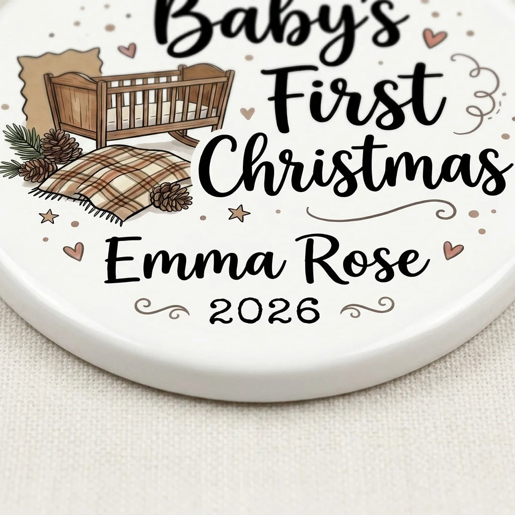 Farmhouse Baby Personalized Baby First Christmas Ornament 2026 detail 2