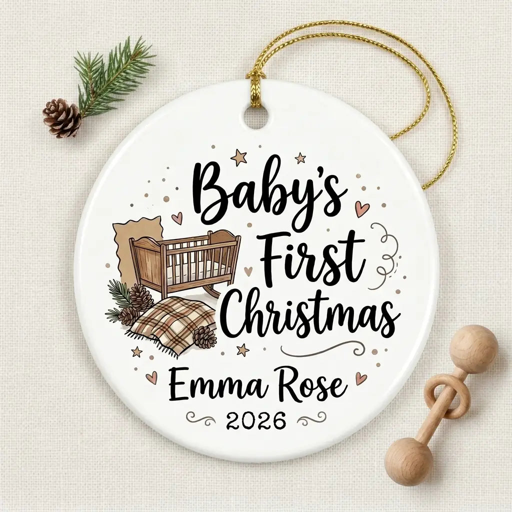 Farmhouse Baby Personalized Baby First Christmas Ornament 2026 detail 3