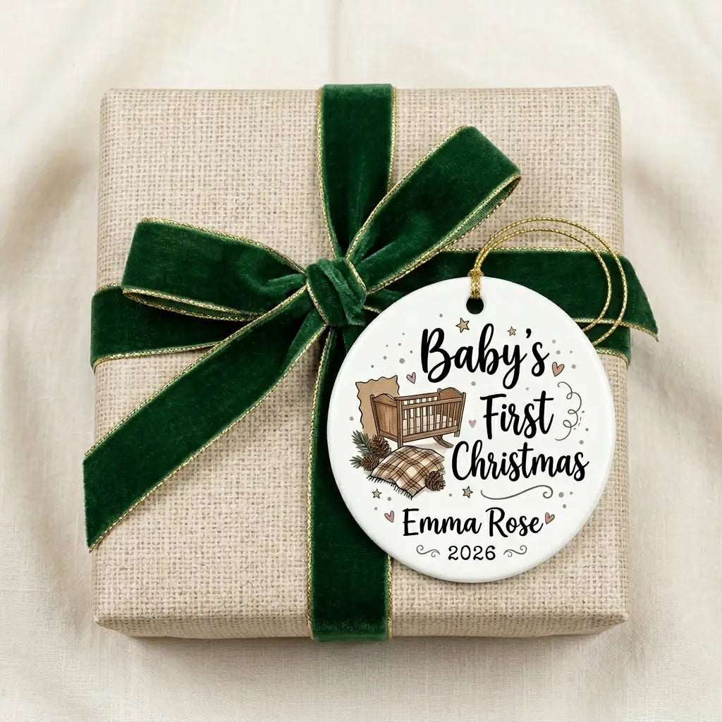 Farmhouse Baby Personalized Baby First Christmas Ornament 2026 gift