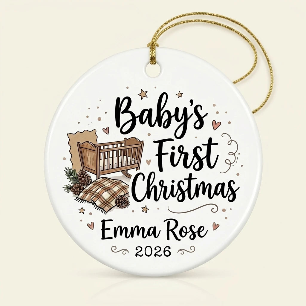 Farmhouse Baby Personalized Baby First Christmas Ornament 2026 hero