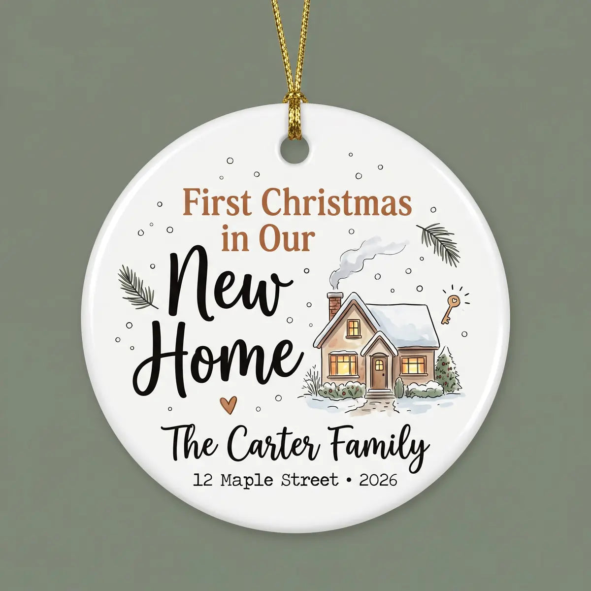 Farmhouse Home Personalized New Home Christmas Ornament 2026 detail