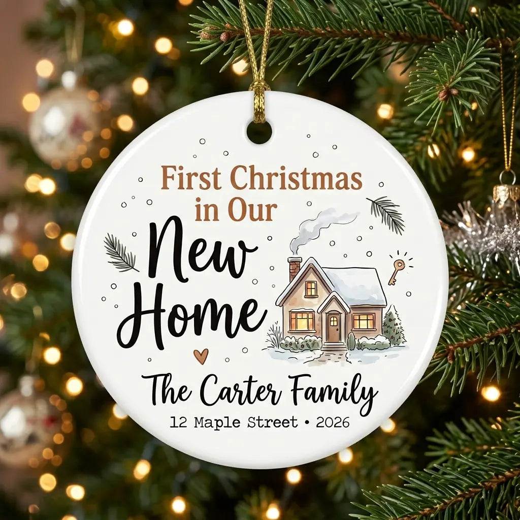 Farmhouse Home Personalized New Home Christmas Ornament 2026 tree