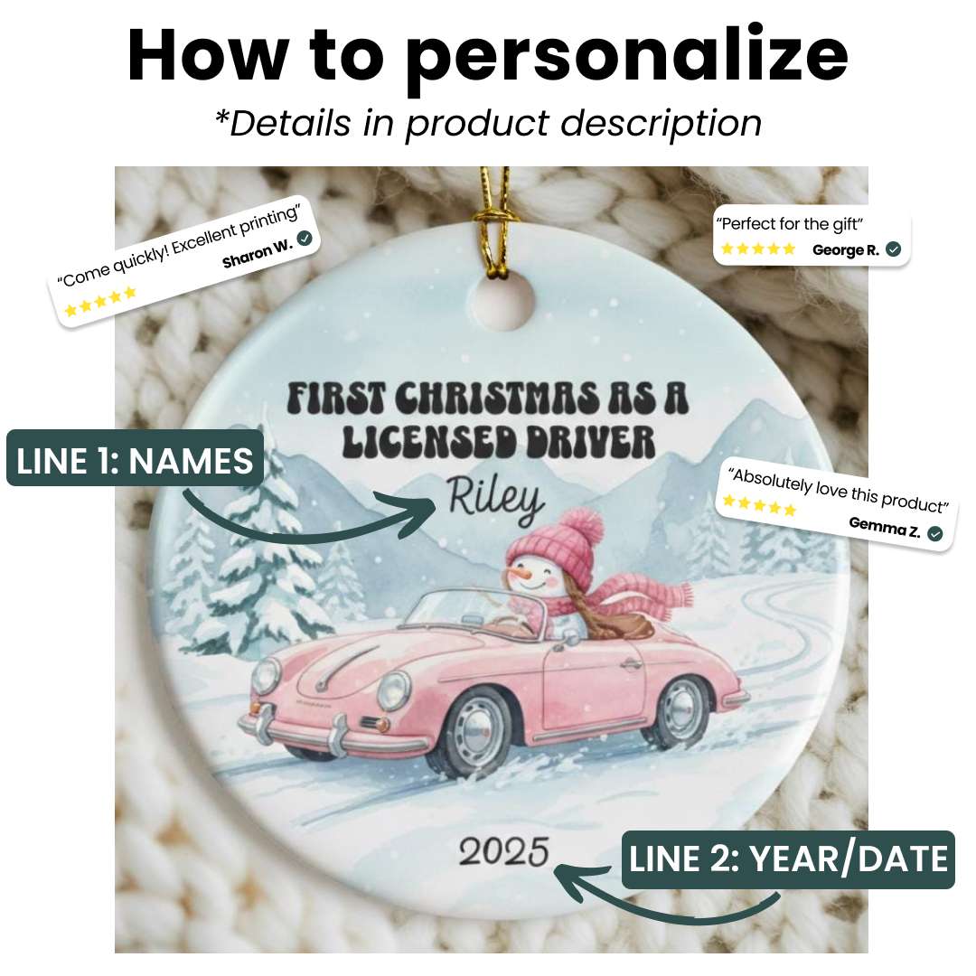 Personalized Christmas Ornament 2025 - First Christmas As A Licensed Driver