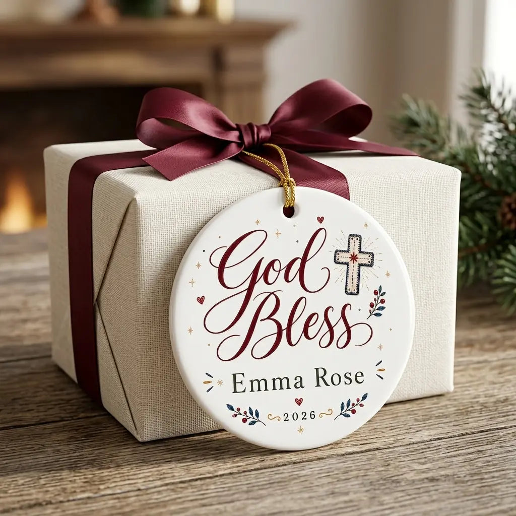 Folk Cross Personalized Cross Christmas Ornament 2026 gift