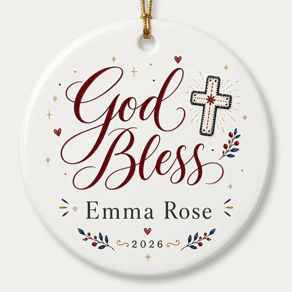 Folk Cross Personalized Cross Christmas Ornament 2026 hero