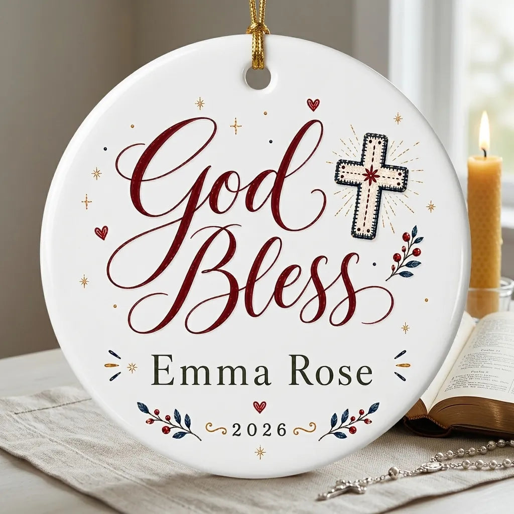 Folk Cross Personalized Cross Christmas Ornament 2026 lifestyle