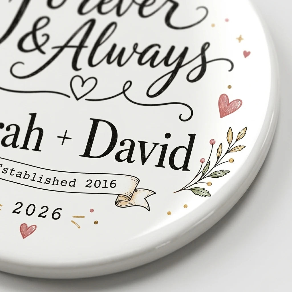 Forever & Always Personalized Couple Christmas Ornament 2026 detail