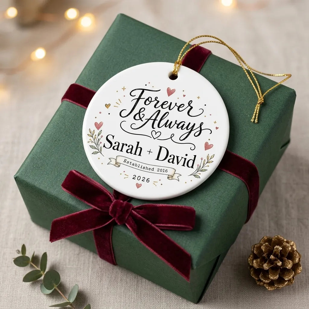 Forever & Always Personalized Couple Christmas Ornament 2026 gift