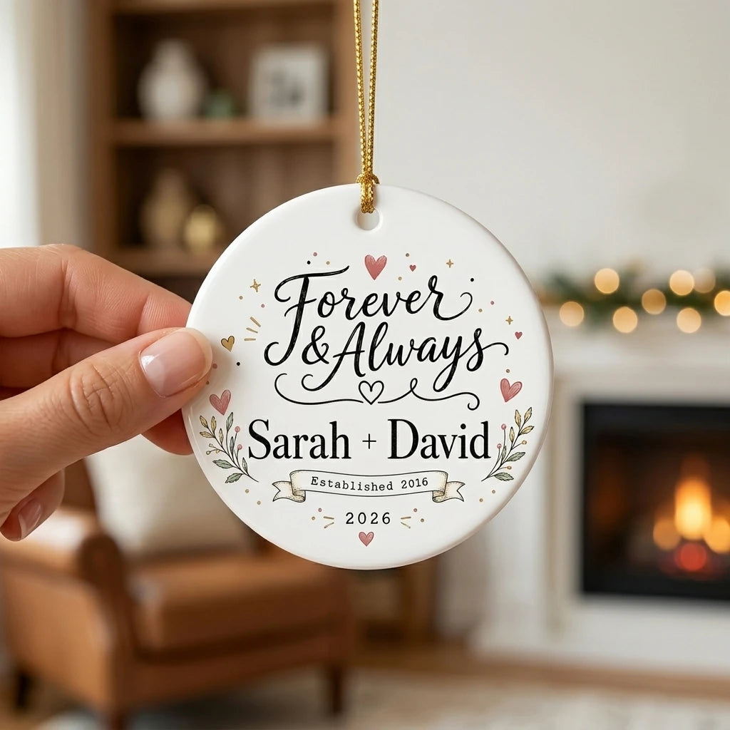 Forever & Always Personalized Couple Christmas Ornament 2026 hand