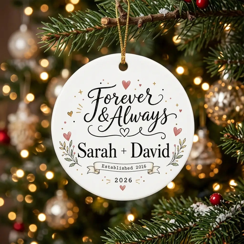 Forever & Always Personalized Couple Christmas Ornament 2026 tree