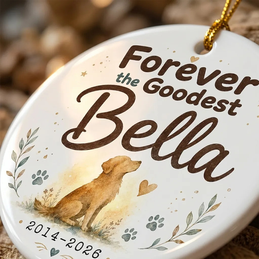 Forever Good Boy Watercolor Personalized Pet Memorial Christmas Ornament 2026 detail