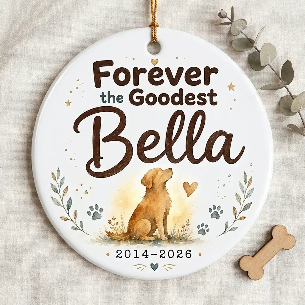 Forever Good Boy Watercolor Personalized Pet Memorial Christmas Ornament 2026 detail 2
