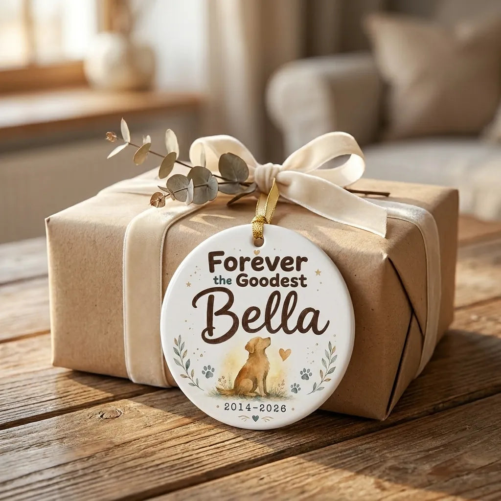 Forever Good Boy Watercolor Personalized Pet Memorial Christmas Ornament 2026 gift