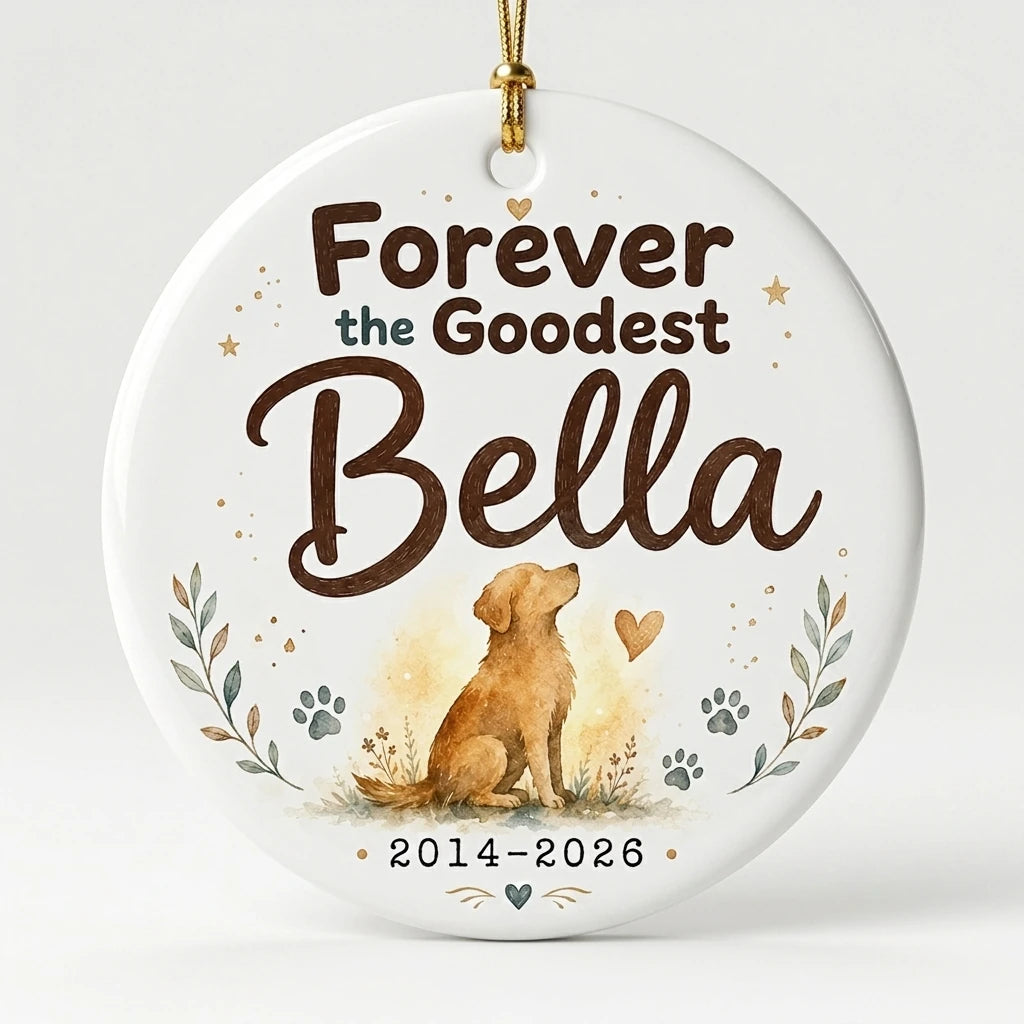 Forever Good Boy Watercolor Personalized Pet Memorial Christmas Ornament 2026 hero