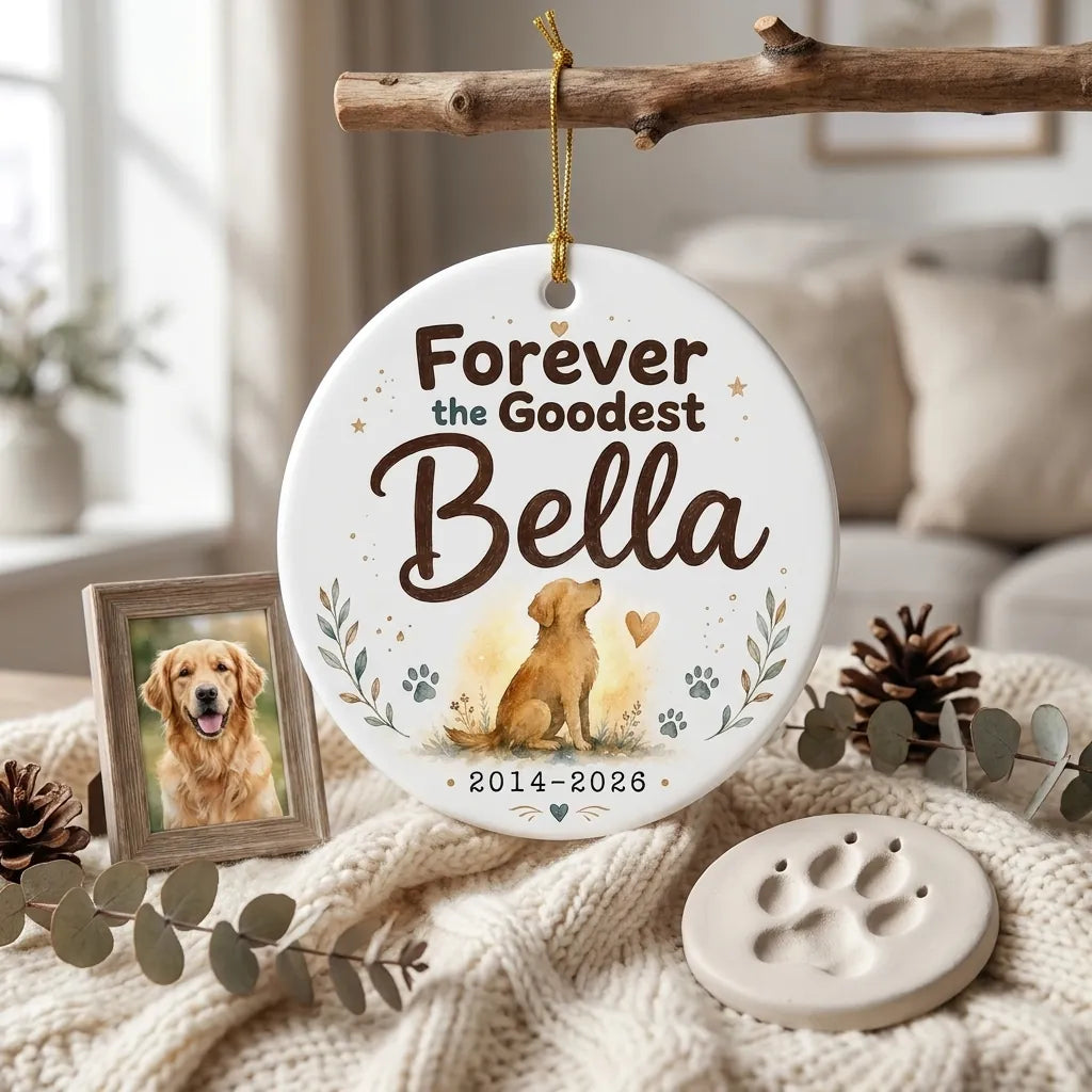 Forever Good Boy Watercolor Personalized Pet Memorial Christmas Ornament 2026 lifestyle