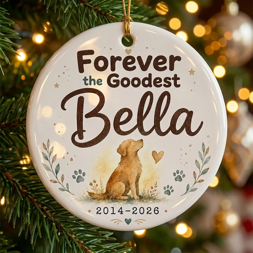 Forever Good Boy Watercolor Personalized Pet Memorial Christmas Ornament 2026 tree