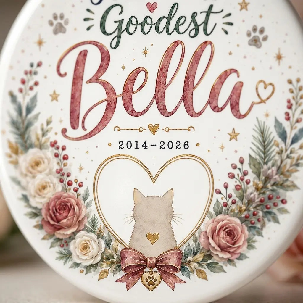 Forever Heart Cat Personalized Pet Memorial Christmas Ornament 2026 detail