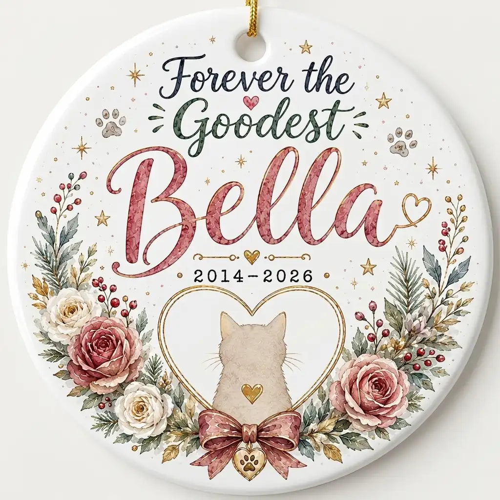 Forever Heart Cat Personalized Pet Memorial Christmas Ornament 2026 hero