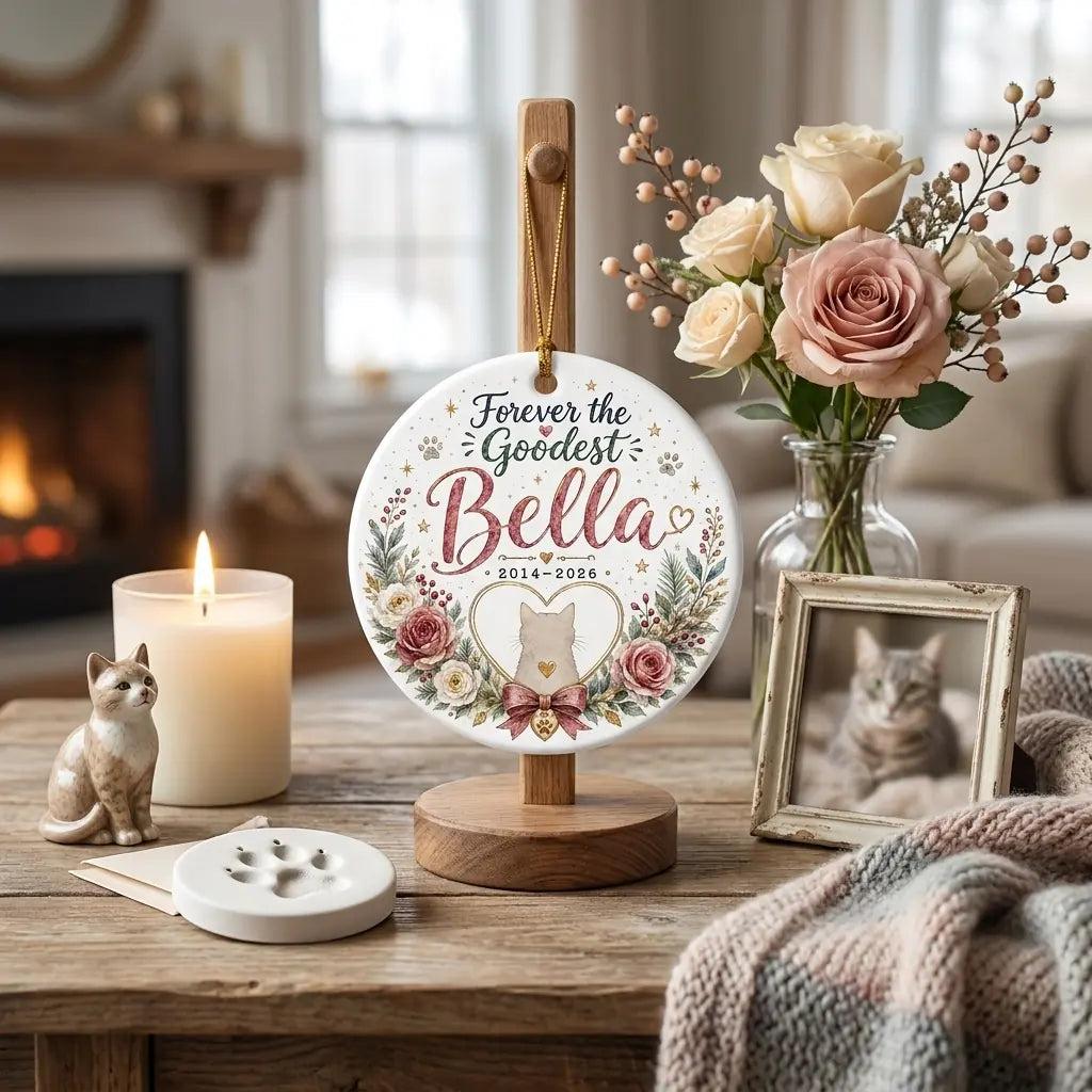 Forever Heart Cat Personalized Pet Memorial Christmas Ornament 2026 lifestyle