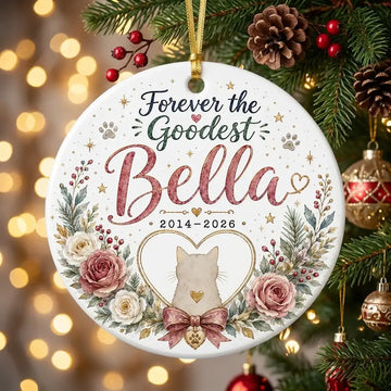 Forever Heart Cat Personalized Pet Memorial Christmas Ornament 2026 tree