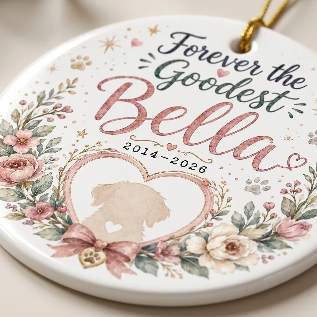 Forever Heart Dog Personalized Pet Memorial Christmas Ornament 2026 detail